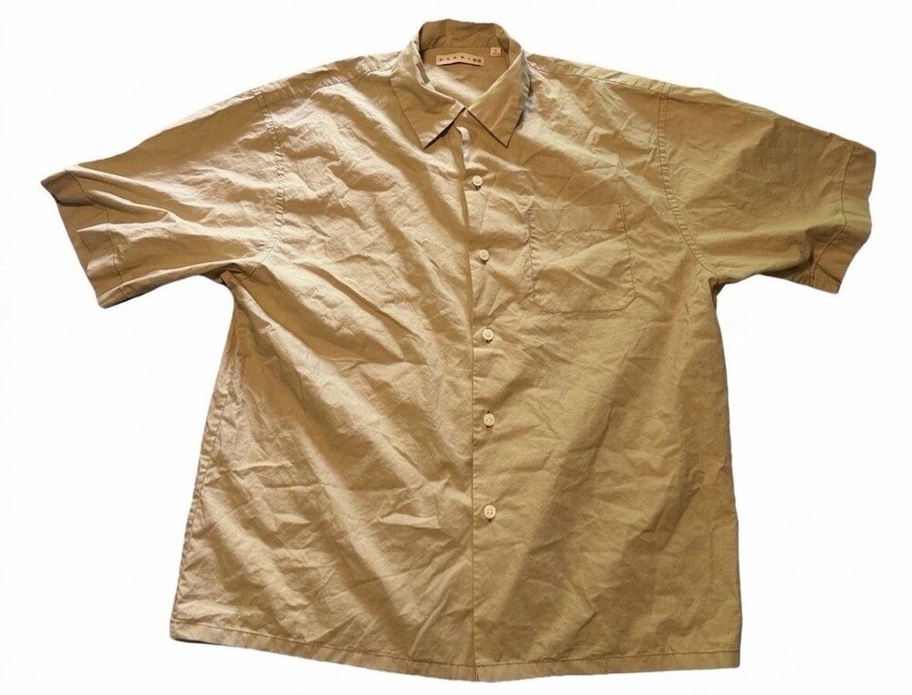 Uniqlo Marni Oversized Shirt Mens M Khaki Beige Cotton Poplin Button Up